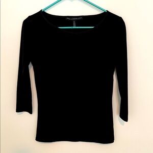 White House Black Market Classic Black 3/4 Sleeve Top Size XS